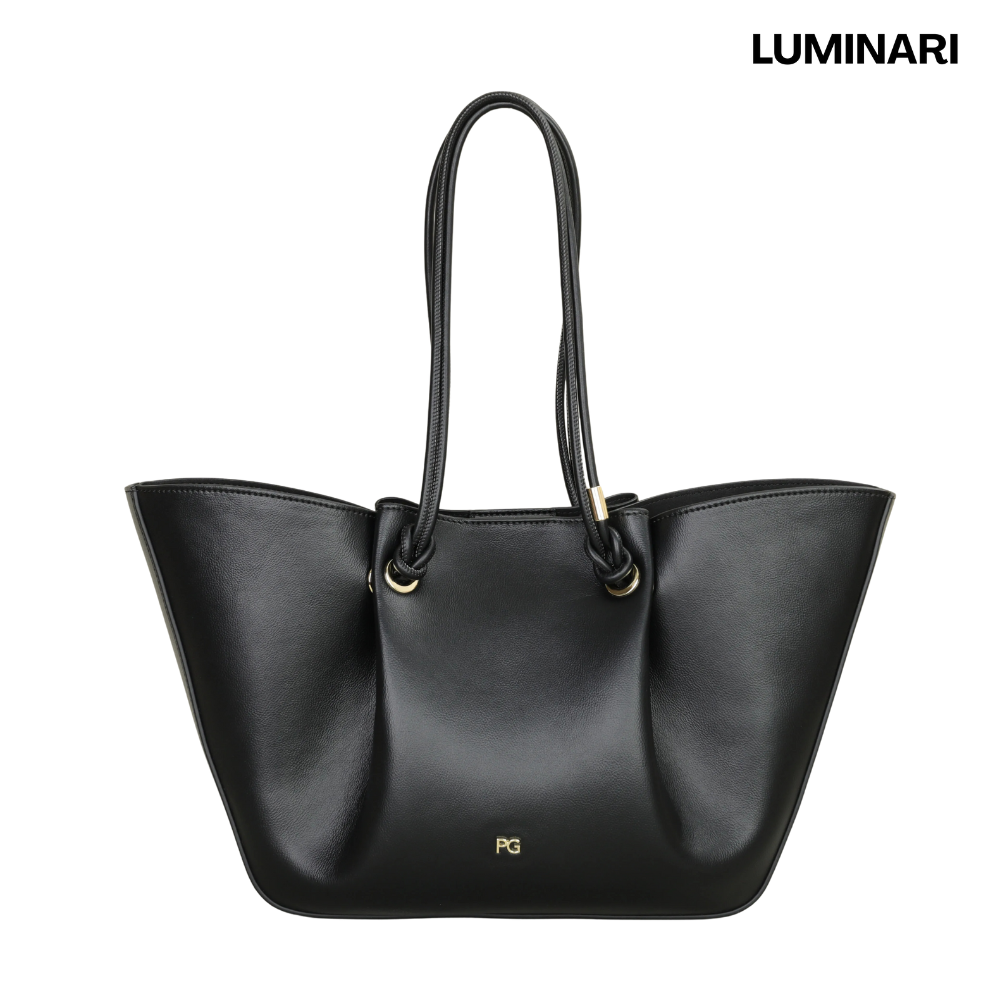 Sac cabas noir en cuir lisse – grandes anses