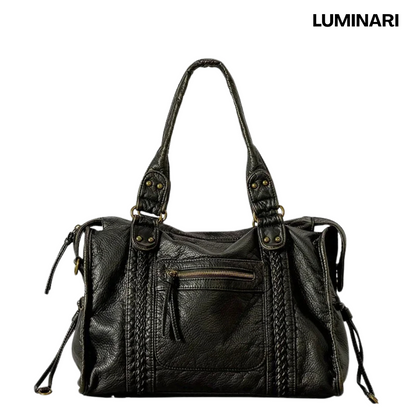 Sac à main en cuir noir avec poche zippée