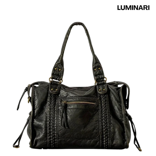 Sac à main en cuir noir avec poche zippée