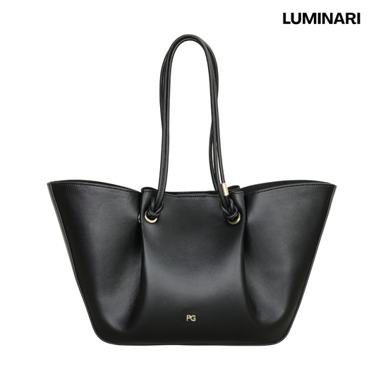 Sac cabas noir en cuir lisse – grandes anses
