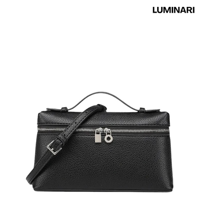 Sac bandoulière noir en cuir grainé avec fermeture éclair