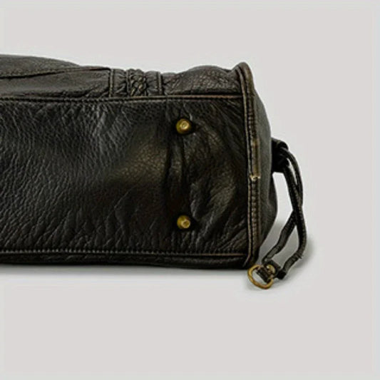 Sac à main en cuir noir avec poche zippée